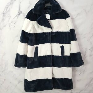 Halogen x Atlantic Pacific Navy and White Teddy Jacket